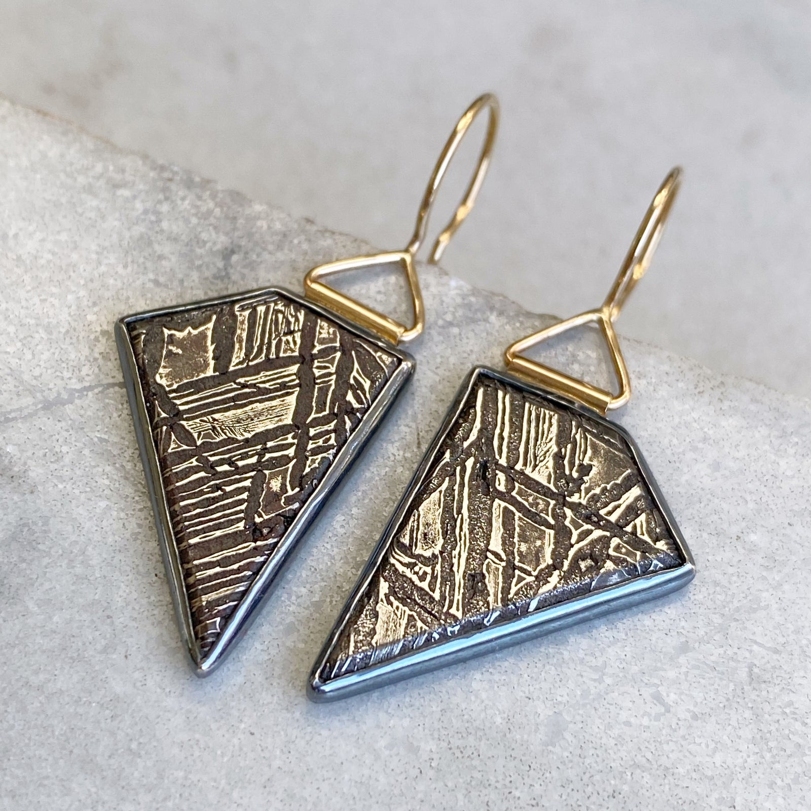 Meteorite Earrings in Silver