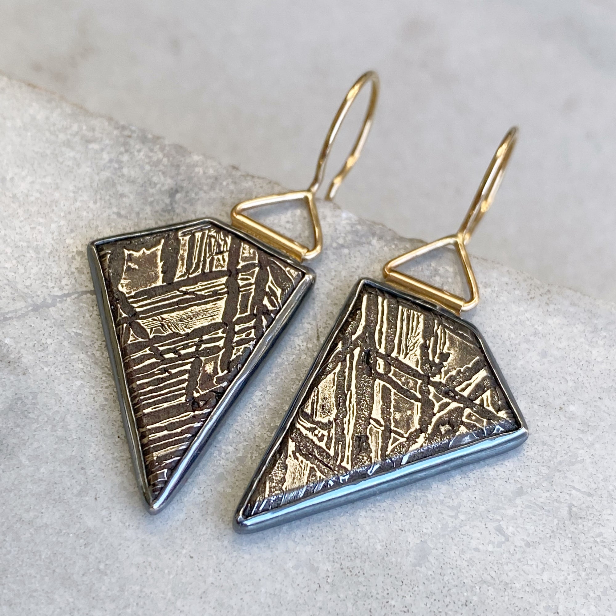 Meteorite Earrings in Silver