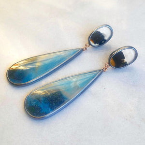 Lazulite and Agate Earrings