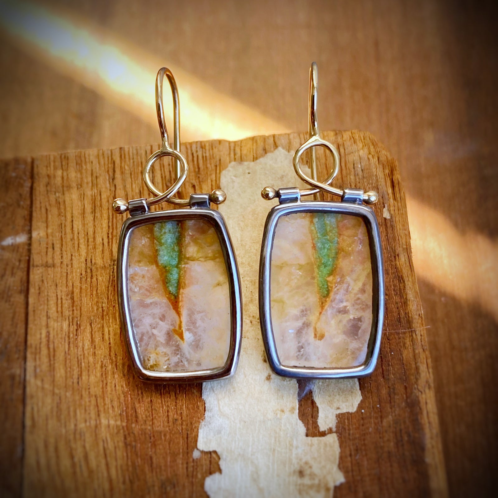 Amazonite in Quartz Earrings