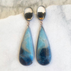 Lazulite and Agate Earrings