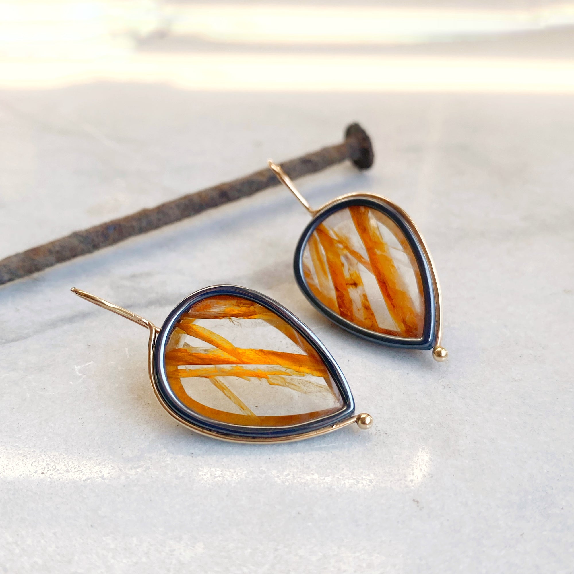 Included Quartz Earrings