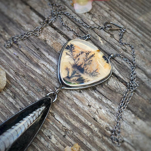 Orthoceras Fossil and Dendritic Agate Necklace