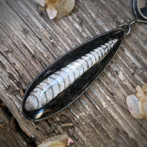 Orthoceras Fossil and Dendritic Agate Necklace