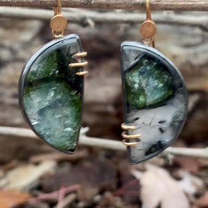 Green Tourmaline in Matrix Earrings