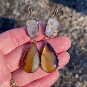 Montana Agate Earrings with Speckled Drusy