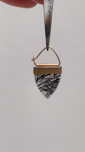 Black Tourmalinated Quartz ‘Winking’ Earrings