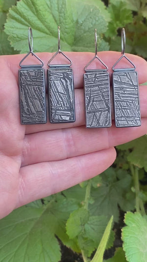 Rectangular Meteorite Earrings