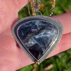 Custom Pietersite Necklace with Multi-strand Chain, 16”