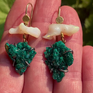 Opal and Dioptase Earrings