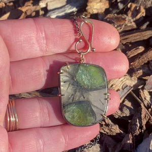 Freeform Green Tourmaline in Matrix Pendant