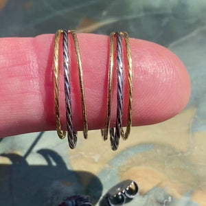 Mixed Metal Textured Hoop Earrings