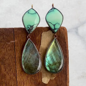 Persian Variscite and Labradorite Earrings