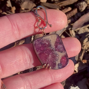 Freeform Pink Tourmaline in Matrix Pendant