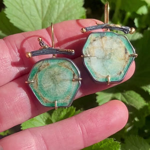 Emerald Earrings with Branched Earwires