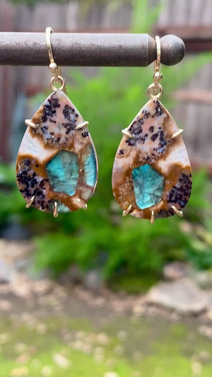 Apatite in Jasper Earrings