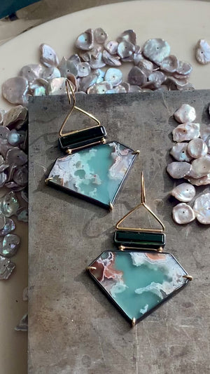Aquaprase and Green Tourmaline Earrings
