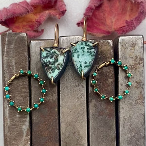 Convertible Drusy Earrings with Antique Bohemian Turquoise Rings