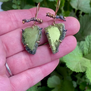 Sphene Earrings with Plum Twigs