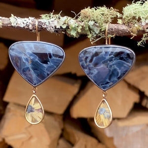 Pietersite and Golden Star Rutilated Quartz Earrings