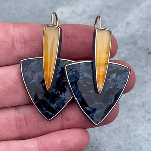 Convertible Montana Agate and Pietersite Earrings