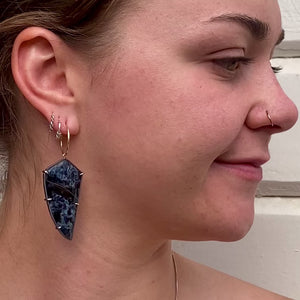 Convertible Pietersite and Peach Moonstone Earrings