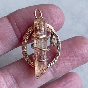 Vintage/Modern Ouroboros Pendant with Imperial Topaz Crystal