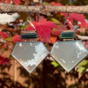 Aquaprase and Green Tourmaline Earrings