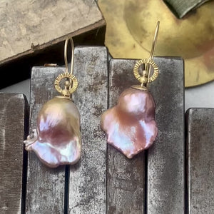 Spinning Baroque Pearl Halo Earrings