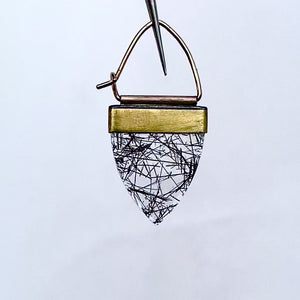 Black Tourmalinated Quartz ‘Winking’ Earrings