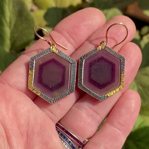 Large Raspberry Sheen Sapphire Earrings