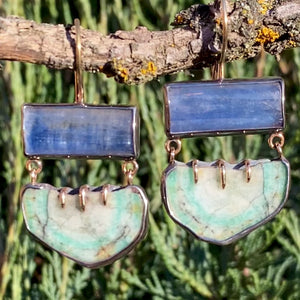 Kyanite and Emerald Earrings
