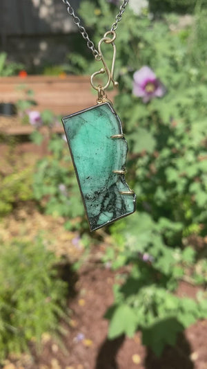 Seedpod Wreath Charmholder Earrings with Emerald Slices