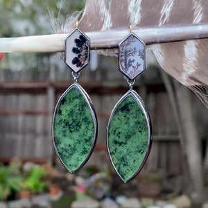 Dendritic Agate and Moss Agate Earrings
