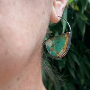 Amazonite in Quartz Hoop Earrings