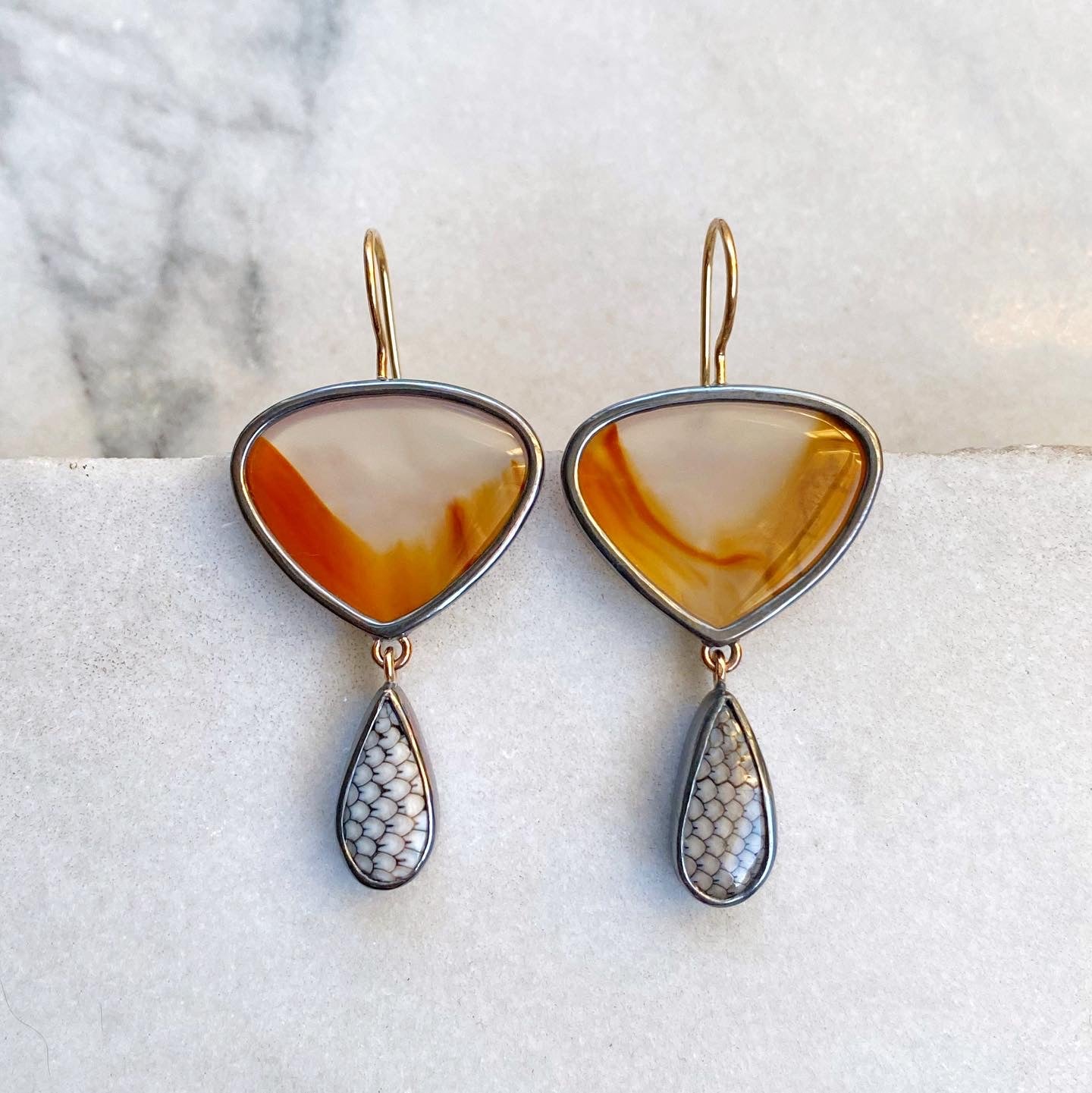 Montana Agate and Snakeskin Wrasse Earrings