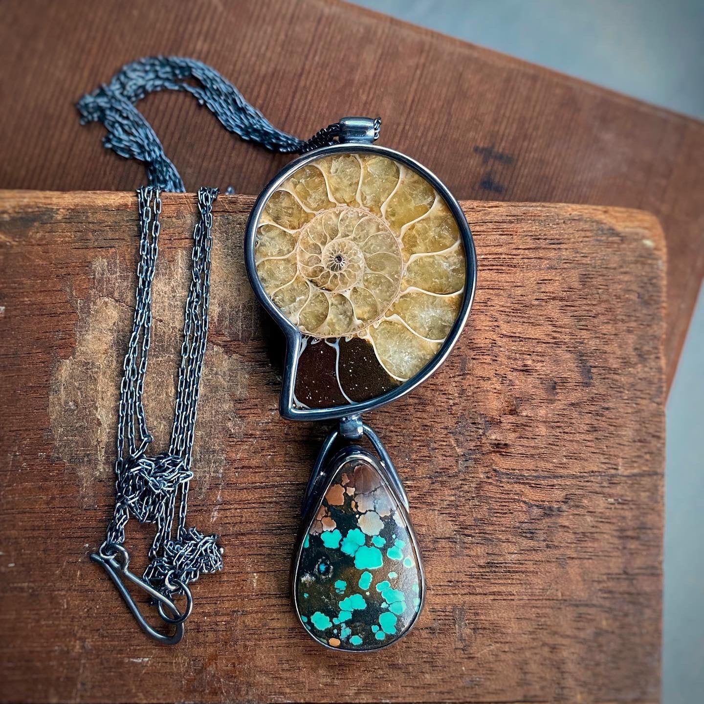 Ammonite and Bao Canyon Turquoise Necklace