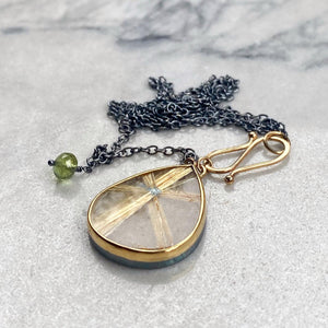 Golden Star Rutilated Quartz Necklace with S-Hook
