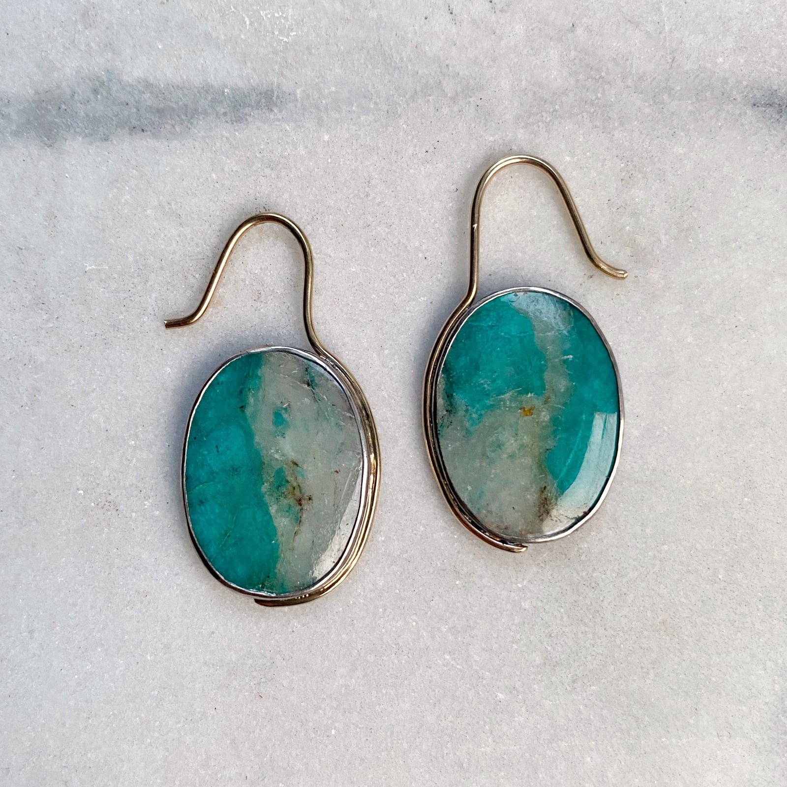 Amazonite in Quartz Earrings