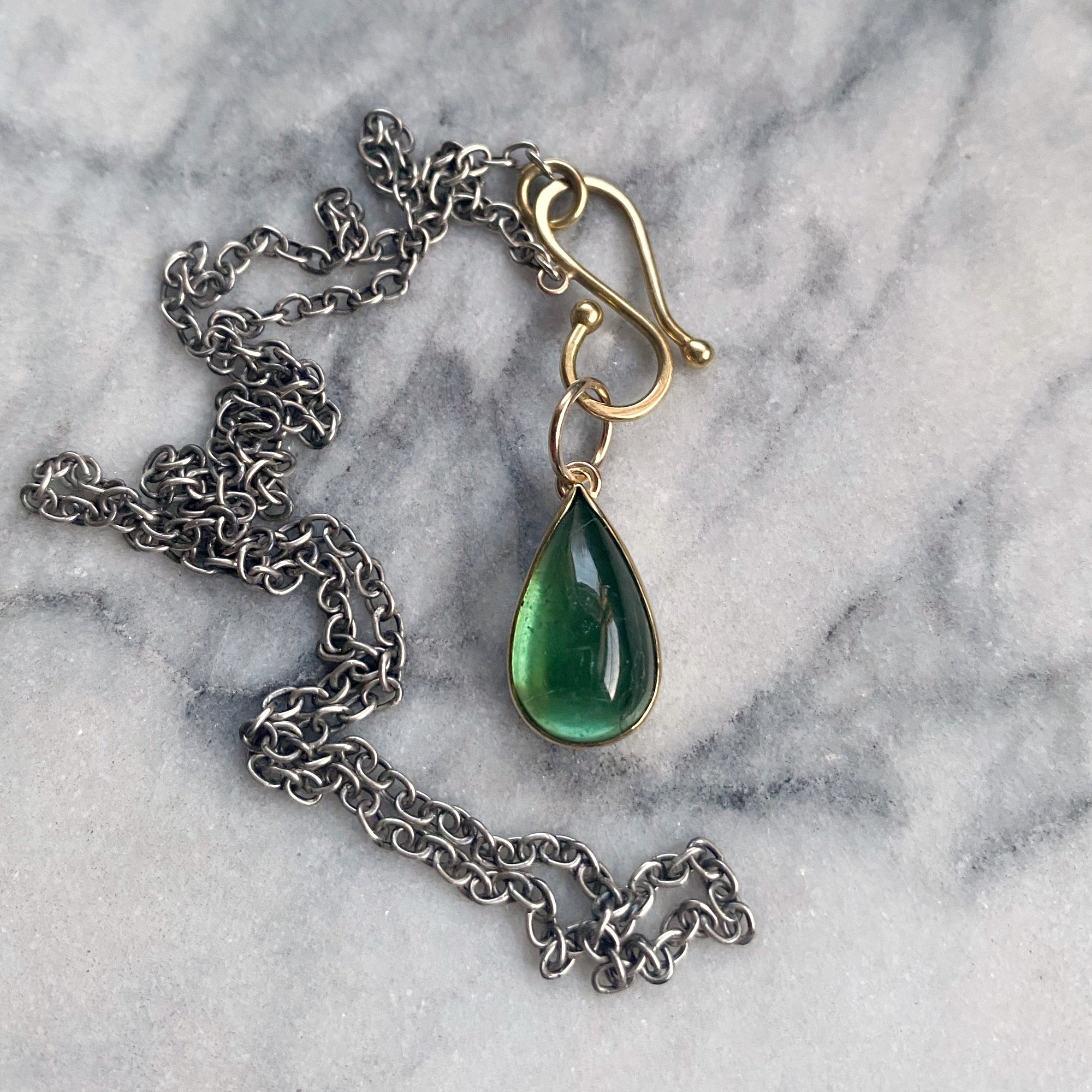 Pear-shaped Green Tourmaline Pendant