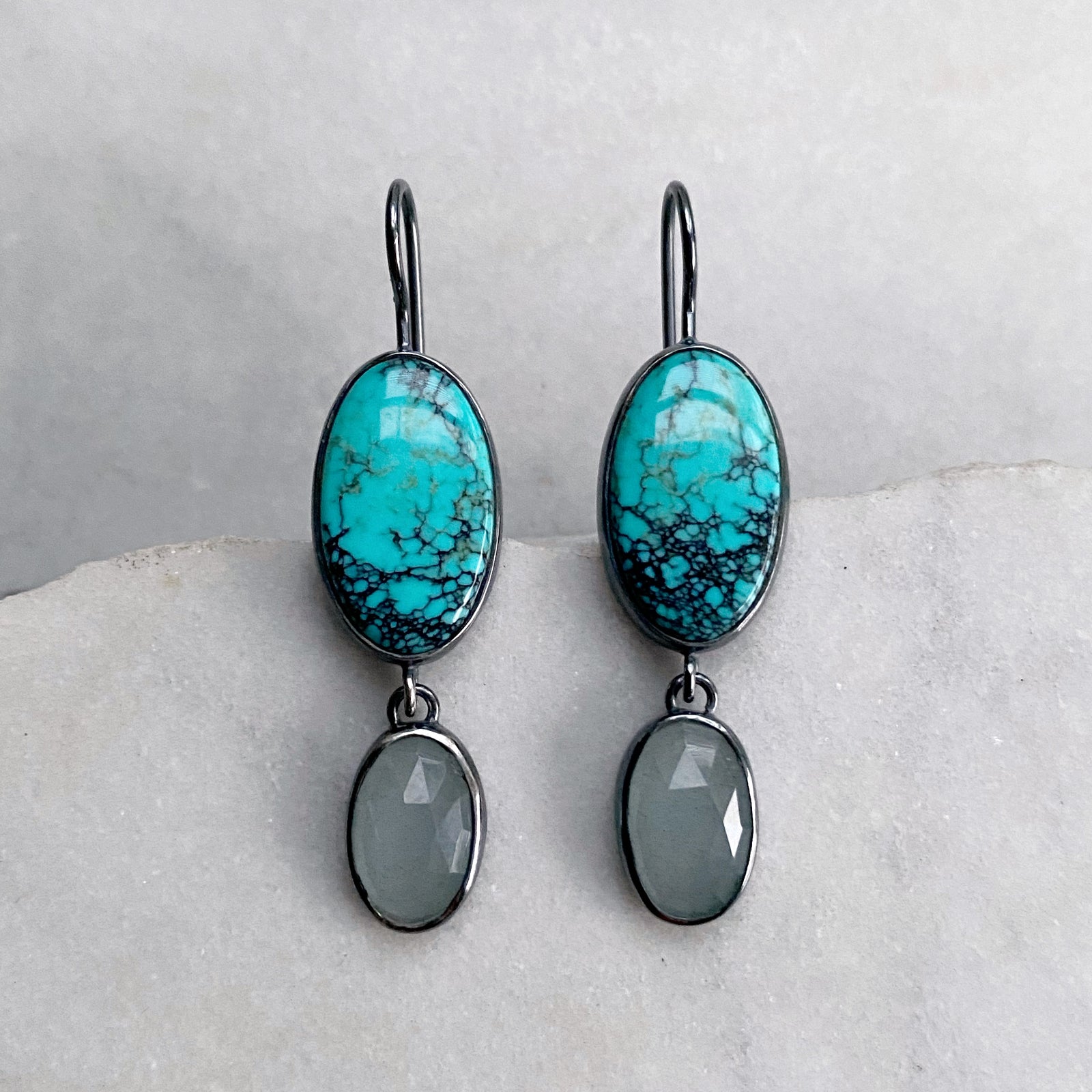 Turquoise and Aquamarine Earrings