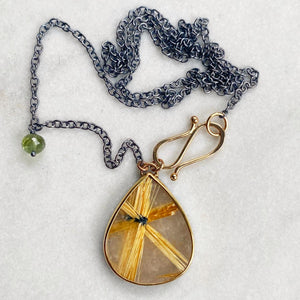 Golden Star Rutilated Quartz Necklace with S-Hook