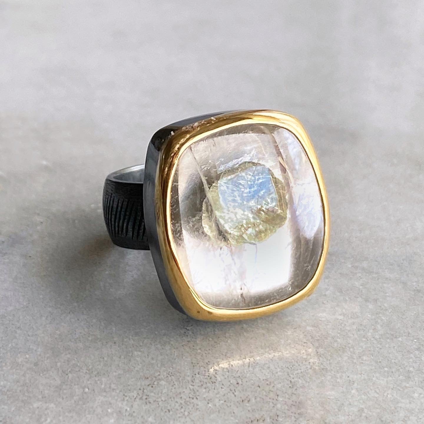 Marcasite in Quartz Ring in 22K/Fine Silver