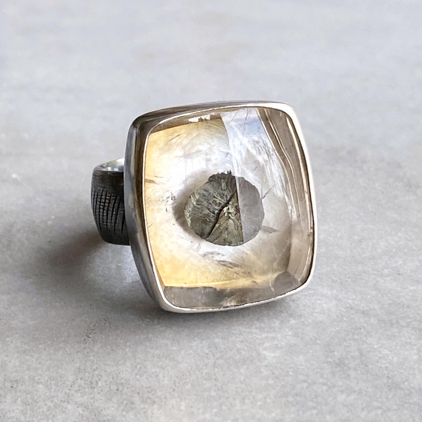 Marcasite in Quartz Ring