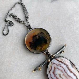 Dendritic Agate and Lace Agate Necklace with