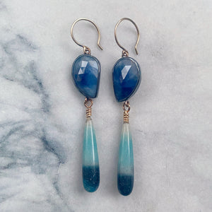 Sapphire Earrings with Lazulite Drops
