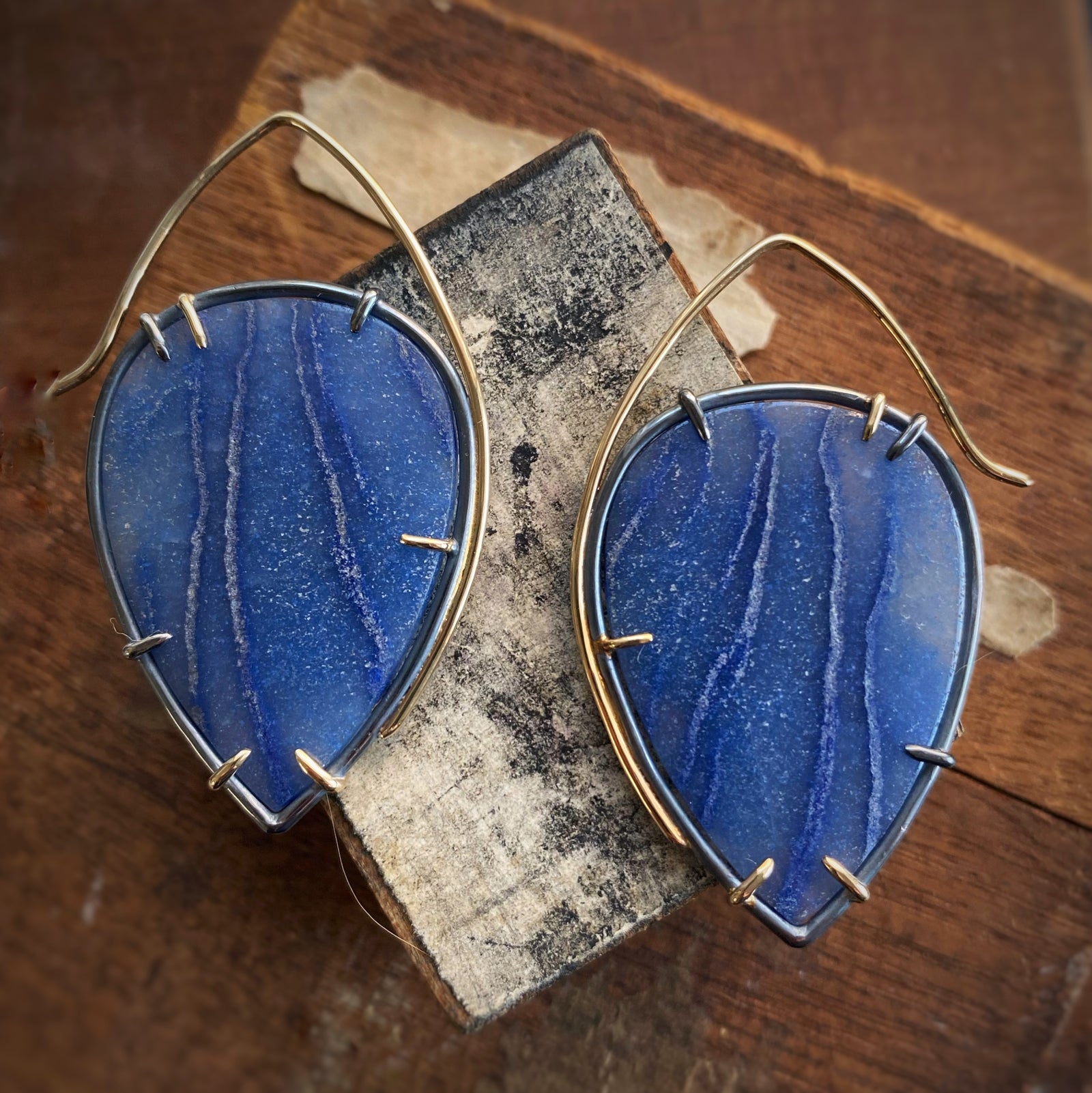 Dumortierite in Quartz Earrings