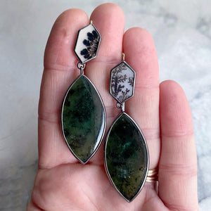 Dendritic Agate and Moss Agate Earrings
