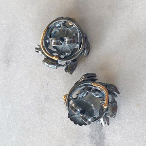 Seedpod Wreath Charmholder Earrings with Emerald Slices