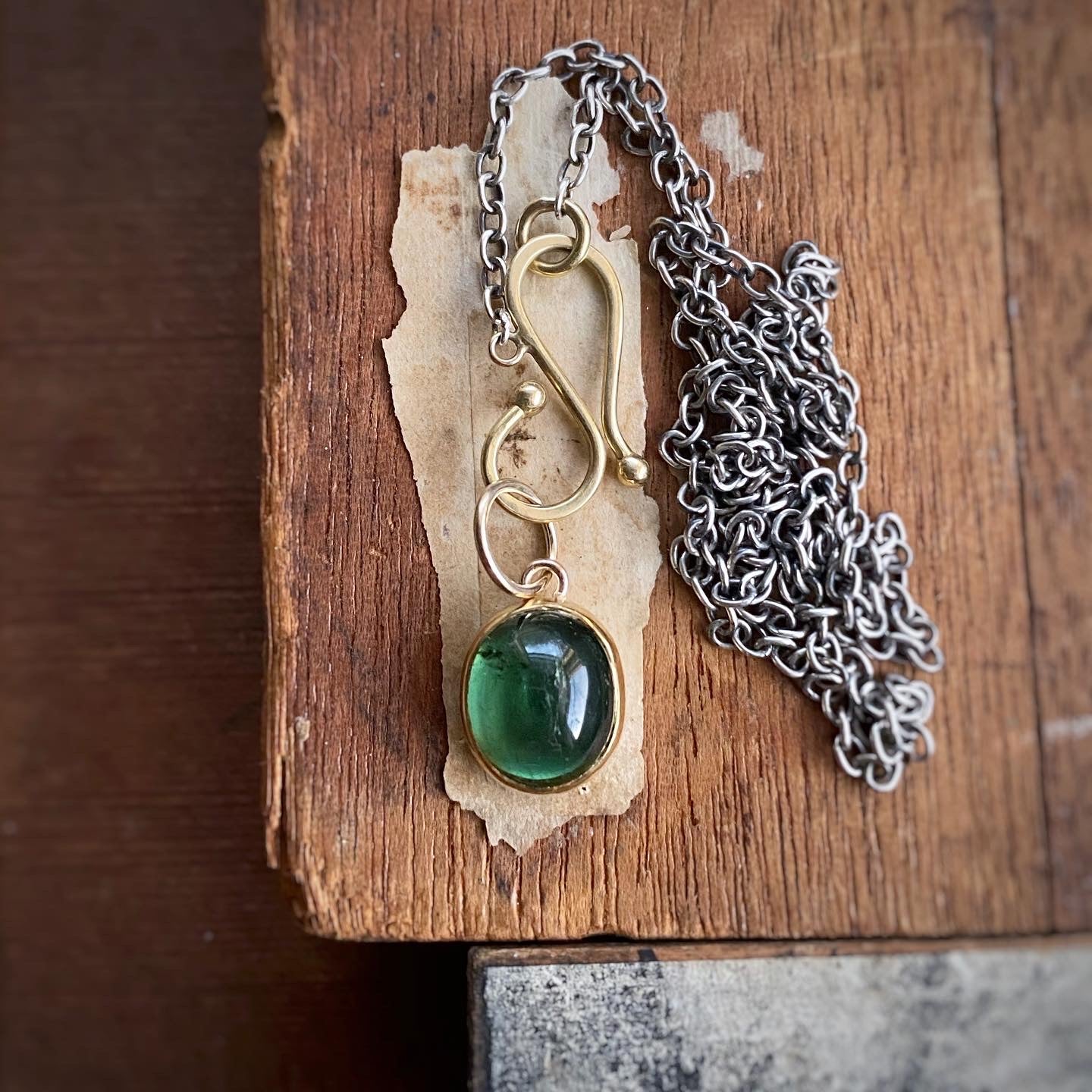 Oval Green Tourmaline Pendant